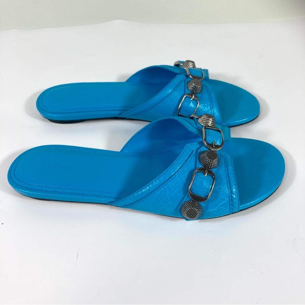 NWB Balenciaga Cagole Slide Sandal Cyan Size 36.5EU 6.5US 694342WAD4E - Picture 4 of 17